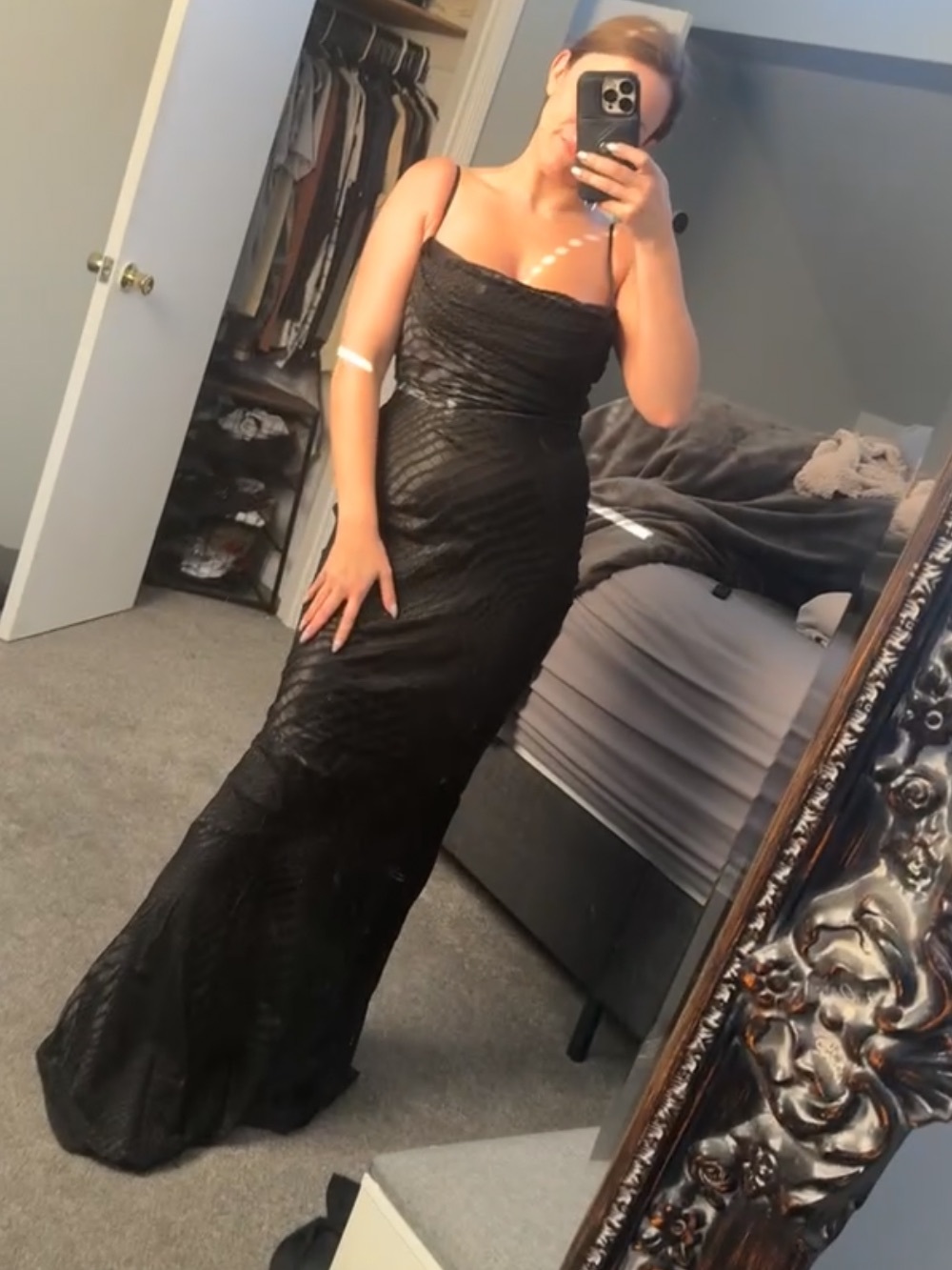 Black Devoré Satin Maxi Gown - Limited Edition (House of CB) - NWT